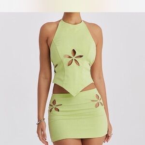 Mistress Rock Green Cutout Halter Top and Skirt Set